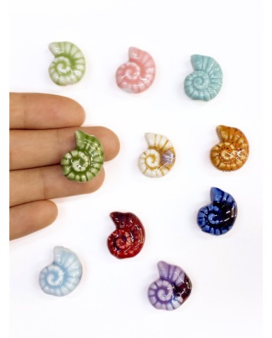 Seramik Boncuk Salyangoz Kabuğu Yeşil 20mm