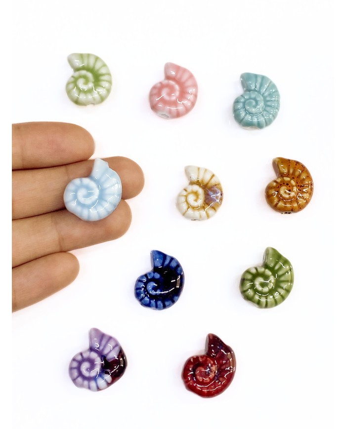 Seramik Boncuk Salyangoz Kabuğu Mavi 21mm