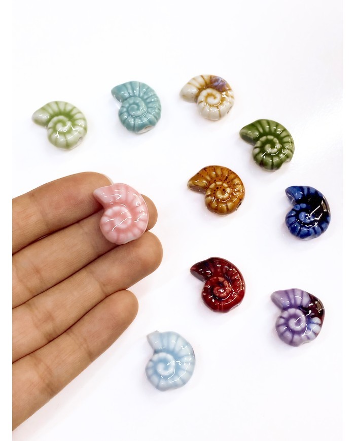 Seramik Boncuk Salyangoz Kabuğu Pembe 21mm