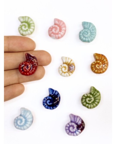 Seramik Boncuk Salyangoz Kabuğu Kırmızı 21mm