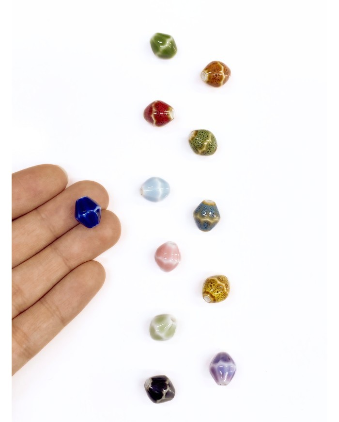 Seramik Boncuk Lacivert Köşeli Boncuk 12mm