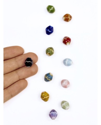 Seramik Boncuk Siyah Köşeli Boncuk 12mm