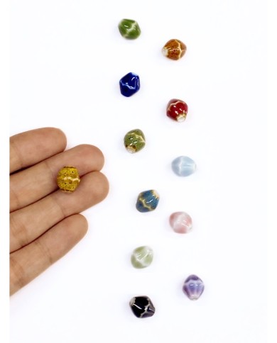 Seramik Boncuk Sarı Köşeli Boncuk 12mm