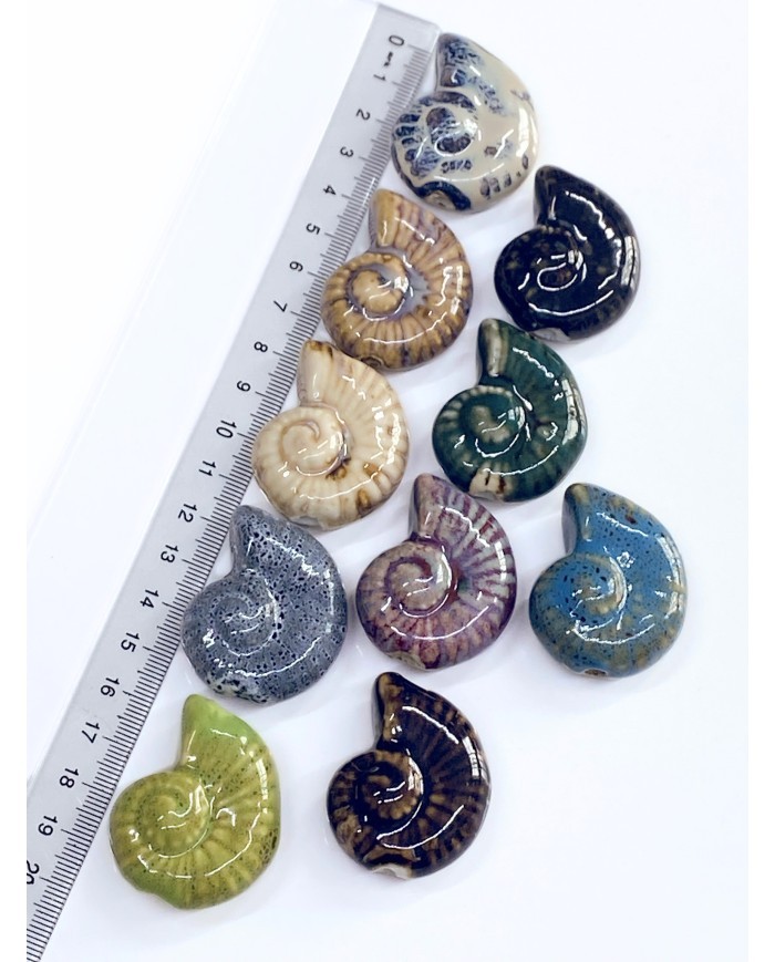 Seramik Boncuk Siyah Salyangoz Kabuğu 37mm