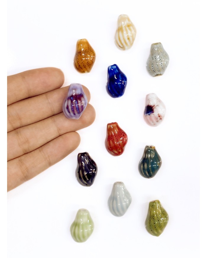 Seramik Boncuk Krem Huni Deniz Kabuğu 21mm