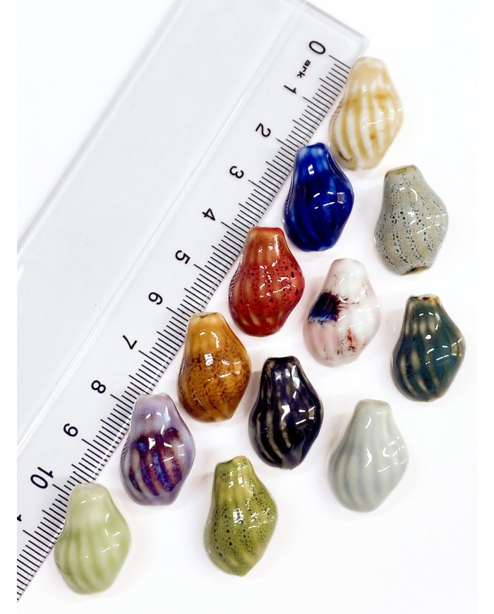 Seramik Boncuk Turuncu Huni Deniz Kabuğu 21mm