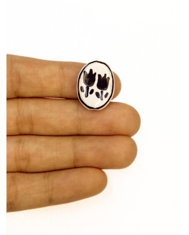 Seramik Boncuk Siyah Lale Desenli 21mm