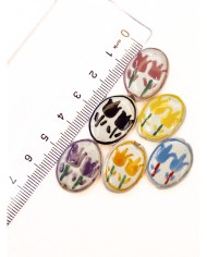 Seramik Boncuk Sarı Lale Desenli 21mm