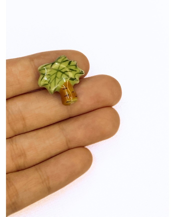 Seramik Boncuk Yeşil Palmiye Ağacı 21mm