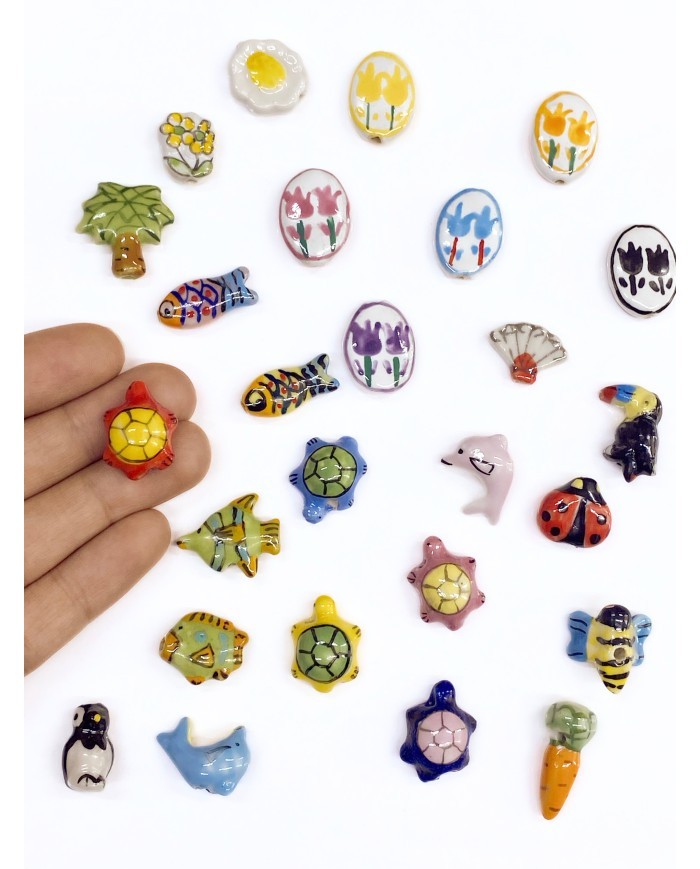 Seramik Boncuk Yeşil Palmiye Ağacı 21mm