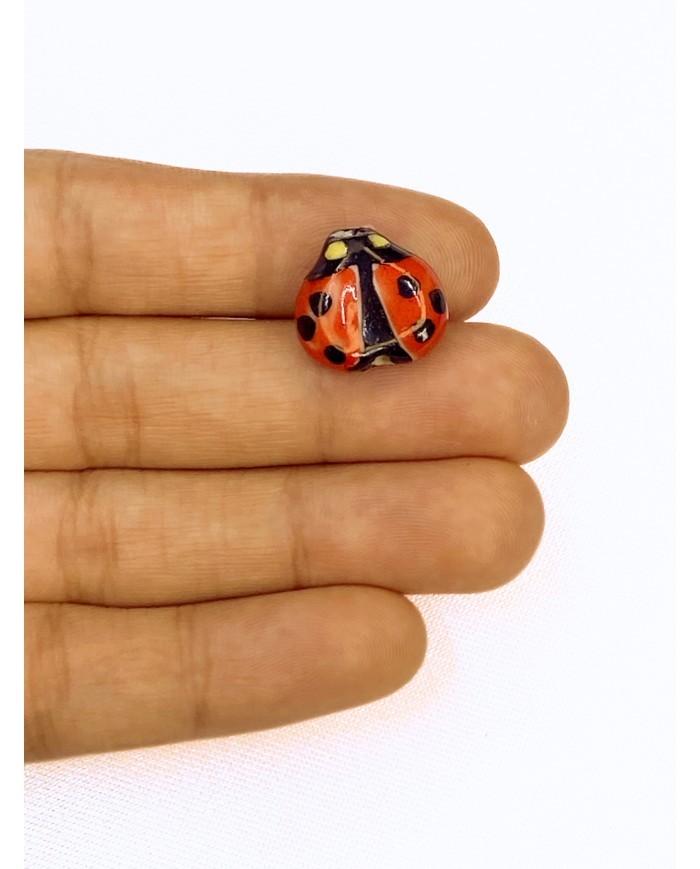 Seramik Boncuk Kırmızı Uğur Böceği 15mm