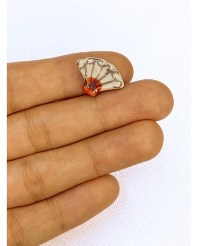 Seramik Boncuk Beyaz Yelpaze 13mm - 1 Adet