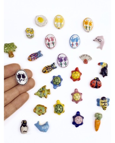 Seramik Boncuk Beyaz Yelpaze 13mm - 1 Adet