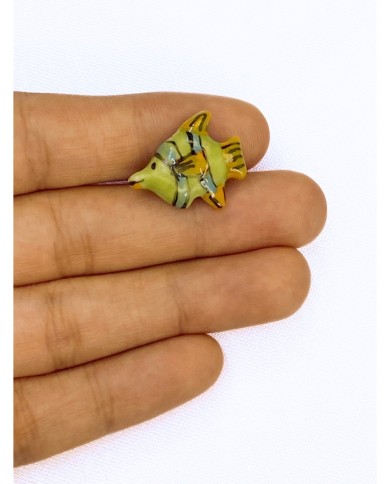 Seramik Boncuk Çizgili Mini Balık 18mm - 1 Adet