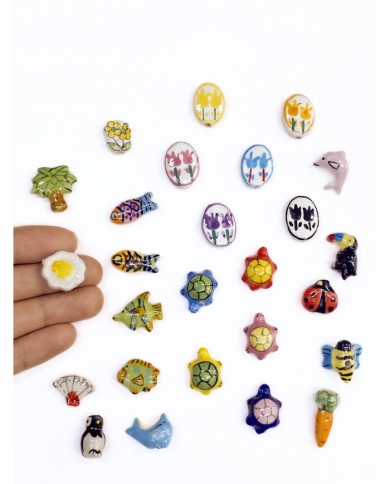 Seramik Boncuk Çizgili Mini Balık 18mm - 1 Adet