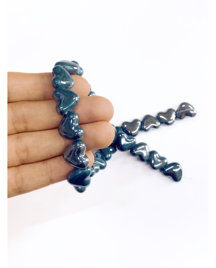 İpe Dizili Seramik Boncuk Siyah Kalp 15mm - 1 Dizi