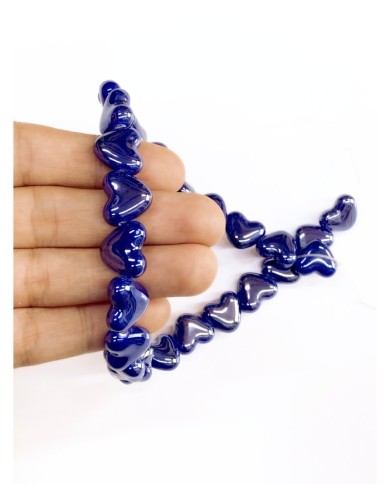 İpe Dizili Seramik Boncuk Lacivert Kalp 15mm - 1 Dizi