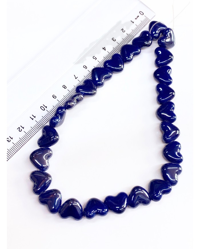 İpe Dizili Seramik Boncuk Lacivert Kalp 15mm - 1 Dizi