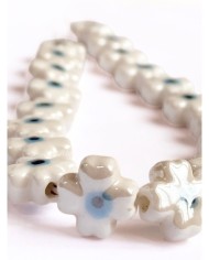 İpe Dizili Seramik Boncuk Beyaz Yonca 11mm - 1 Dizi