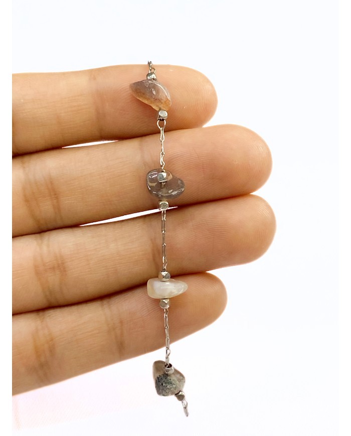 Doğal Kırık Taşlı Kuyumcu Zinciri Renkli Tel Sarma 3mm - 1m