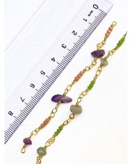 Doğal Kırık Taşlı Kuyumcu Zinciri Mor Pembe Ara Boncuklu 4mm - 1m