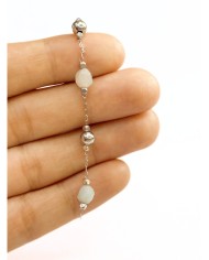 Doğal Kırık Taşlı Kuyumcu Zinciri Beyaz Altın Top Ara Boncuklu 3mm - 1m