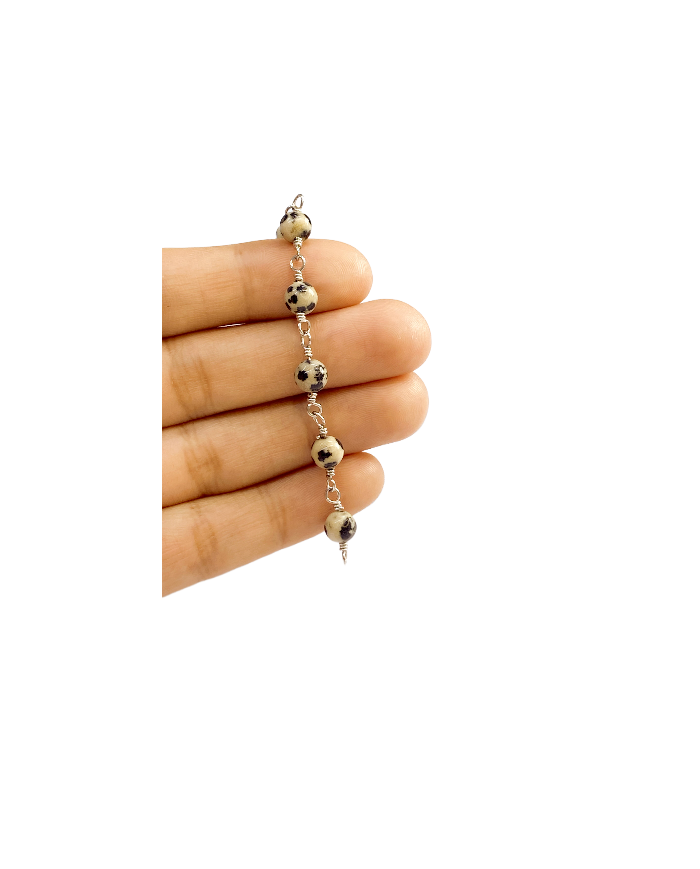 Doğal Taş Kuyumcu Zinciri Şeffaf Tel Sarma 4mm - 1m