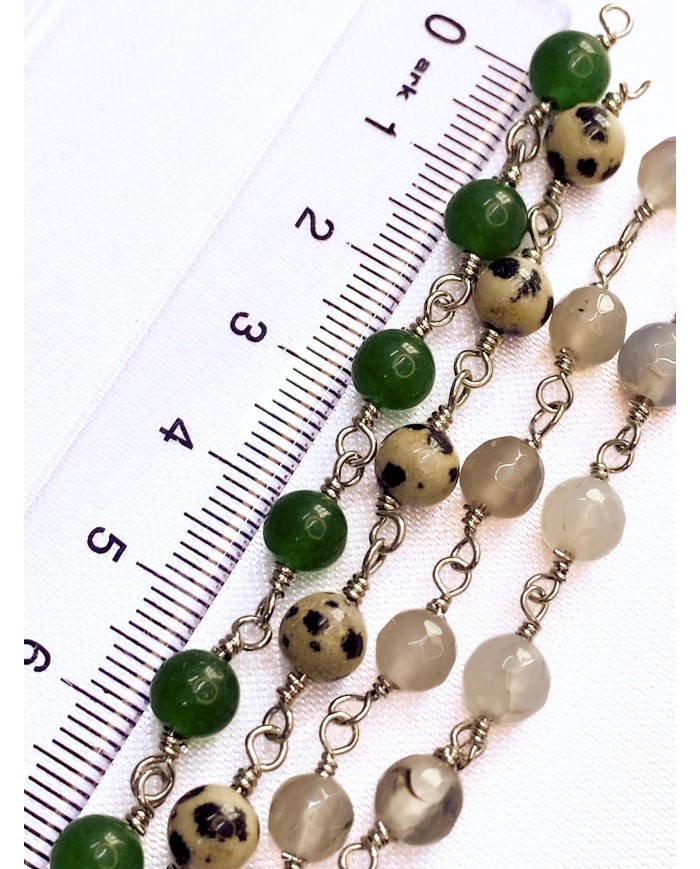 Doğal Taş Kuyumcu Zinciri Şeffaf Tel Sarma 4mm - 1m