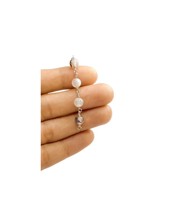 Doğal Taş Kuyumcu Zinciri Şeffaf Tel Sarma 4mm - 1m