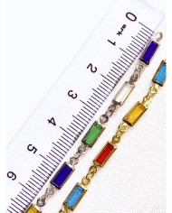 Cam Taşlı Kuyumcu Zinciri Altın Renkli Taş Dikdörtgen 4mm - 1m