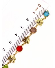 Cam Taşlı Kuyumcu Zinciri Altın Renkli Taş Kelebekli 4mm - 1m