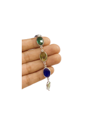 Cam Taşlı Kuyumcu Zinciri Gümüş Renkli Taş Oval 4mm - 1m