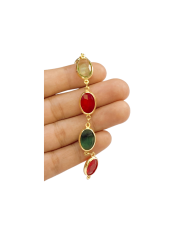 Cam Taşlı Kuyumcu Zinciri Altın Renkli Taş Oval 4mm - 1m