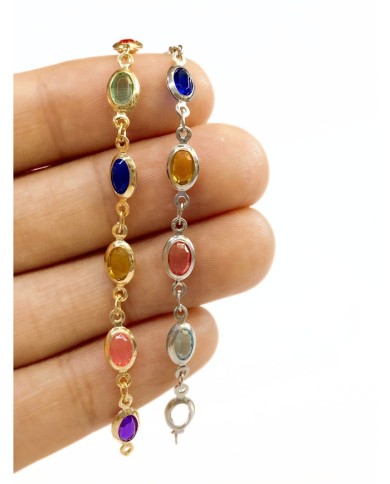 Cam Taşlı Kuyumcu Zinciri Altın Renkli Oval 5mm - 1m