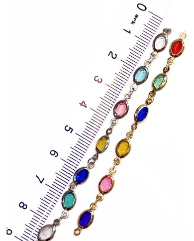 Cam Taşlı Kuyumcu Zinciri Gümüş Renkli Oval 5mm - 1m