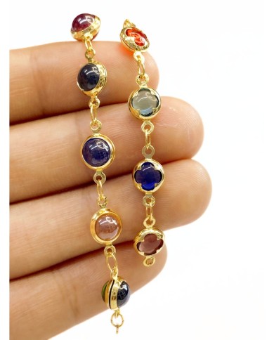 Cam Taşlı Kuyumcu Zinciri Altın Renkli Çiçek 7mm - 1m