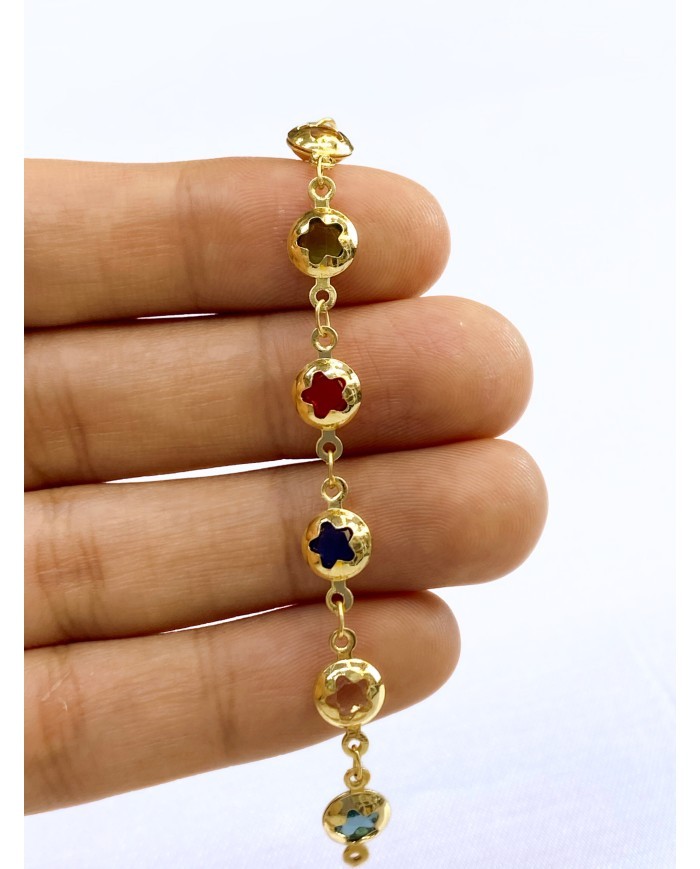 Cam Taşlı Kuyumcu Zinciri Altın Renkli Yıldız 7mm - 1m