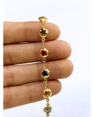 Cam Taşlı Kuyumcu Zinciri Altın Renkli Yıldız 7mm - 1m