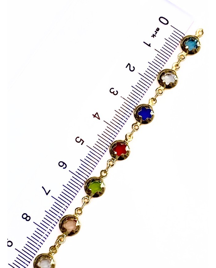 Cam Taşlı Kuyumcu Zinciri Altın Renkli Yıldız 7mm - 1m