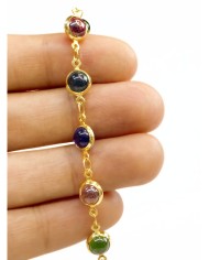 Cam Taşlı Kuyumcu Zinciri Altın Renkli Yuvarlak 7mm - 1m