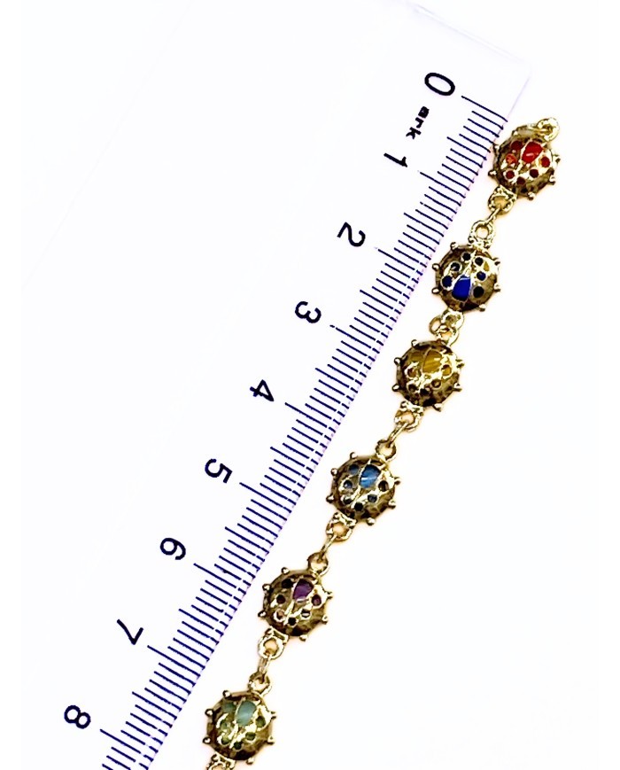 Cam Taşlı Kuyumcu Zinciri Altın Renkli Uğurböceği 7mm - 1m