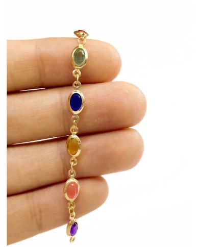 Cam Taşlı Kuyumcu Zinciri Altın Renkli Oval 7mm - 1m