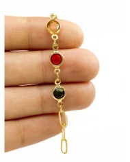 Cam Taşlı Kuyumcu Zinciri Altın Renkli Yuvarlak 7mm - 1m