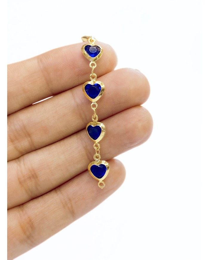 Zirkon Taşlı Kuyumcu Zinciri Altın Lacivert Kalp 8mm - 1m