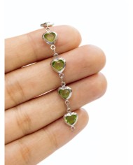 Zirkon Taşlı Kuyumcu Zinciri Gümüş Yeşil Kalp 8mm - 1m