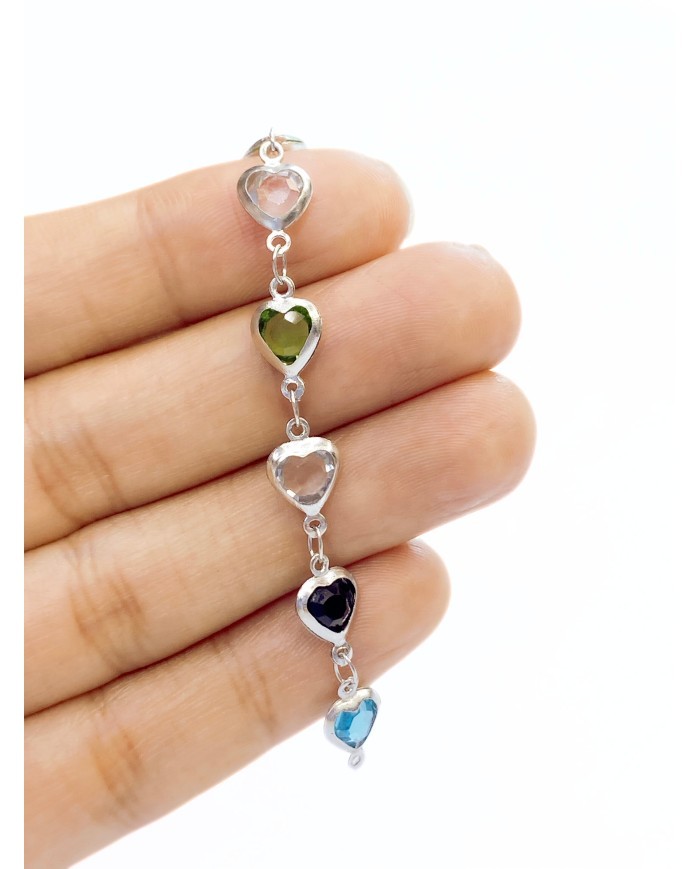 Zirkon Taşlı Kuyumcu Zinciri Gümüş Renkli Kalp 8mm - 1m