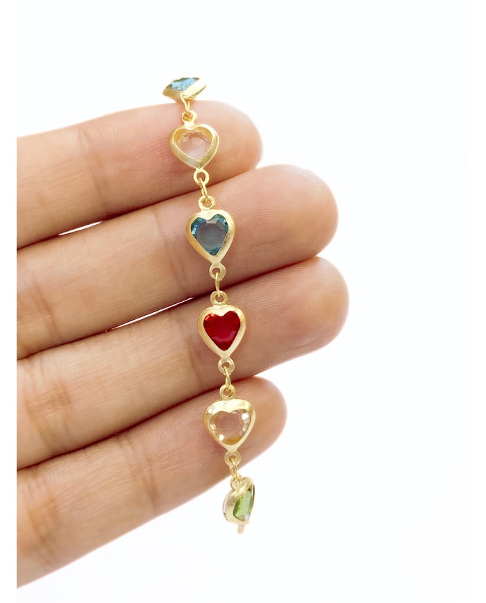 Zirkon Taşlı Kuyumcu Zinciri Altın Renkli Kalp 8mm - 1m