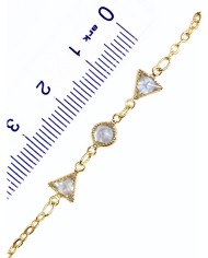 Zirkon Taşlı Kuyumcu Zinciri Altın Şeffaf Üçgen Yuvarlak 6mm - 1m