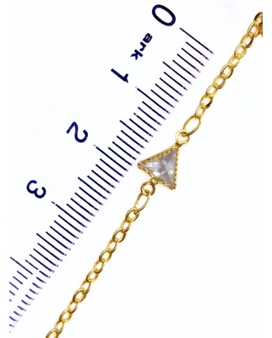 Zirkon Taşlı Kuyumcu Zinciri Altın Üçgen 5mm - 1m