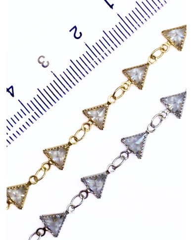 Zirkon Taşlı Kuyumcu Zinciri Altın Üçgen 6mm - 1m